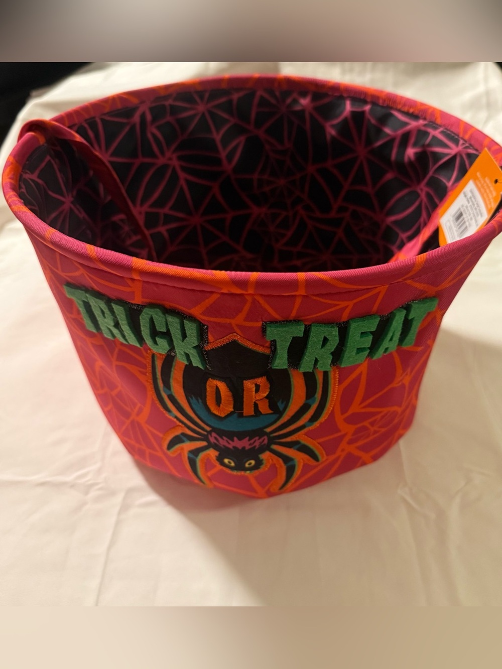 Trick or Treat Candy Bucket - Pink and Orange Halloween Tote
